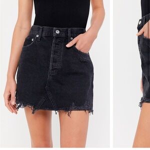 Black denim skirt